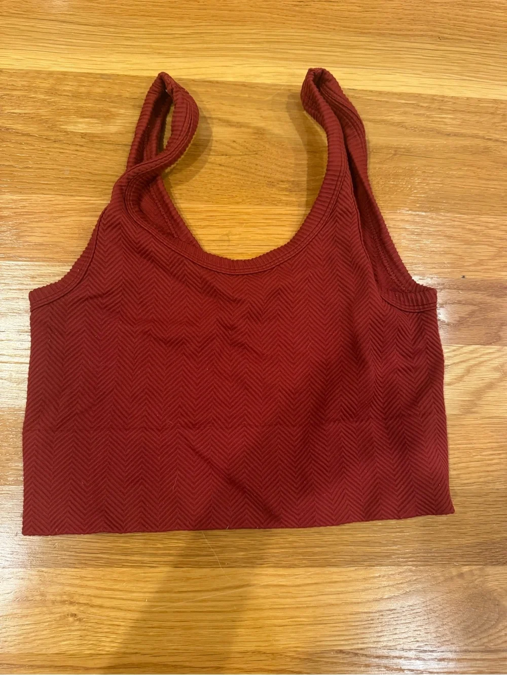 Ribbed Scoop Neck Cropped Tank - Burgundy